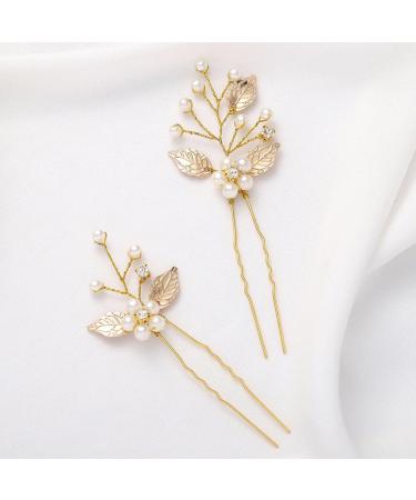 Unicra Gold Hair Accessories - Wedding Hairpins with Crystals Pearls & Leaves | 3-Piece Set for Women & Girls - Buy Online on GoSupps.com