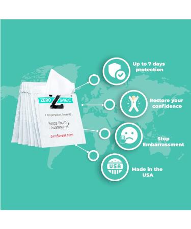 ZeroSweat Antiperspirant Wipes - Clinical Strength Hyperhidrosis Treatment - 10 Wipes - Buy Online on GoSupps.com