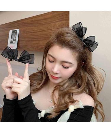 Aneneiceera Vintage Tulle Bow Hair Clip Black Silk Chiffon Head Clip Bowknot Hair Bow Clip Black Tulle Bow Hair Barrette Tulle Bow Clips Black Bow Headpieces Hair Accessories for Women and Girls - Buy Online on GoSupps.com