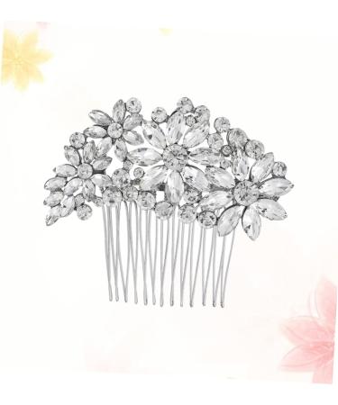 Ipetboom Bridal Headdress Hair Comb Silver Headpiece Bride Insert Comb Wedding Headpiece for Bride Empty Metal Pans for Makeup Silicone Ear Covers Tiara Miss Rhinestones Hair up - Buy Online on GoSupps.com
