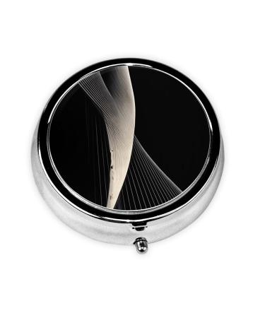 Abstract Curvesround Pill Box 3 Compartment Round Pill Box Organizer Portable Travel Pill Box for Traveling.