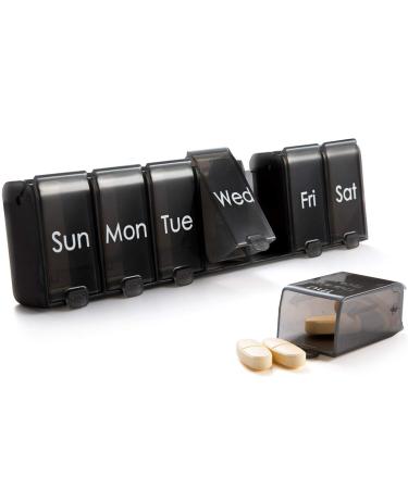 Weekly Pill Organizer 7 Day,XL Daily Pill Case Large, mossime 2021 Design Pill Box with Removable Compartments , Quick-Refill Medicine Organizer for Fish Oil,Capsules,Vitamins and Supplement- Black