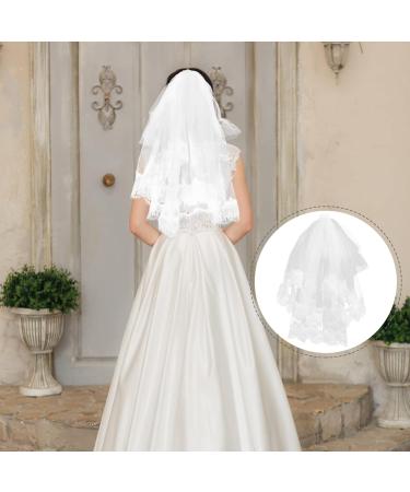 Wedding Veils for Brides White Girls Shower Veil Lace Veil Headwear Bridal Veil Vail for Women Baptism Candle Baptism Decorations for Girls Communion Veils First Miss Pearl Comb - Buy Online on GoSupps.com