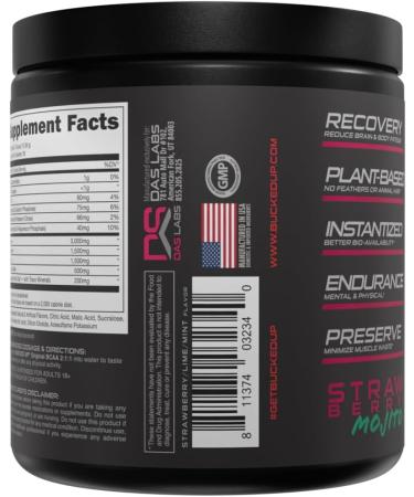 Bucked Up Original BCAA 2:1:1 Branched Chain Essential Amino Acids - Supplement Powder - | 100% Pure 2:1:1 Instantized Formula | Pre/Post Workout | 30 Servings | (Strawberry Mojito Flavor) - Buy Online on GoSupps.com