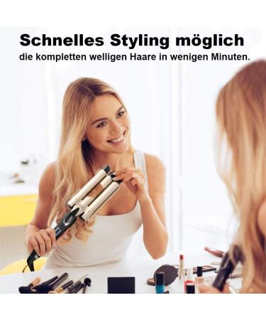 Buy Wavel Iron 3-Barrel Curling Iron for Beach Waves | 25mm | 14 Heat Settings | Ideal for All Hair Types | Ceramic Coated | Includes 2 Hair Clips - Buy Online on GoSupps.com