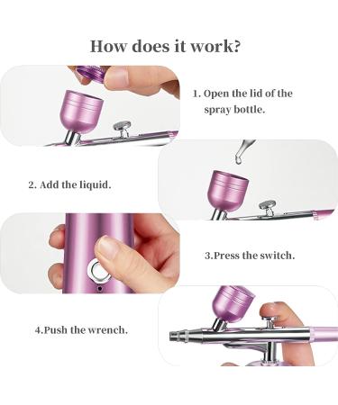 CONVELIFE Mini Cordless Portable Airbrush Kit with Compressor - 35PSI High Pressure for Makeup, Nail, Painting, Tattoo, Cake Decorating - Pink - Buy Online on GoSupps.com