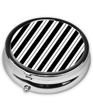 Black & White Stripe Mini Pill Box - 3 Compartment Travel Organizer | Portable Medicine Case for Home & Office - Buy Online on GoSupps.com