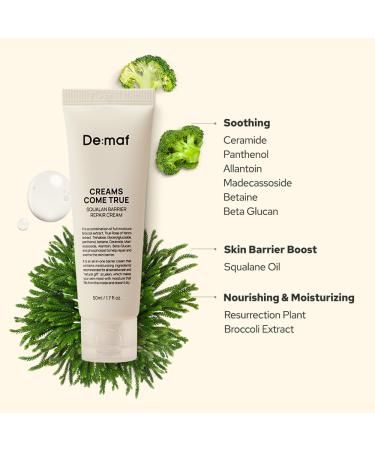 Creams Come True Squalane Barrier Repair Cream | Korean Face Moisturizer for Glass Skin | Hydrating Squalane Oil & Ceramides | K Beauty Skincare (1.7 fl oz - Buy Online on GoSupps.com