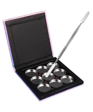 Ipetboom Empty Makeup Tray Magnetic Eyeshadow Palette with Round Pans and Makeup Spatula Travel Lipstick Pan DIY Dispensing Storage Box for Blush Powder Pigment