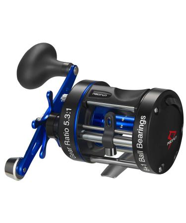 Piscifun Chaos XS Round Reel - Reinforced Metal Body Round Baitcasting Reel, Smooth Powerful Saltwater Inshore Surf Trolling Fishing Reels, Conventional Reels for Catfish, Musky, Bass, Pike 50 Right Handed