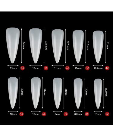 Yokilly Acrylic Nails Tips Set - 1000pcs French Press On False Tips with Case, Nail Files, Clipper - 10 Sizes Clear & Natural Long for Nail Art - Buy Online on GoSupps.com