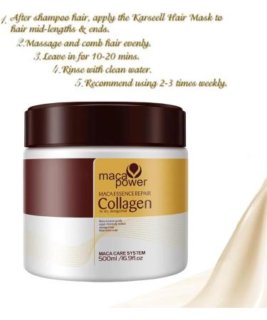 Karseell Collagen Hair Mask 16.9 Oz 500ml Hair Collagen Treatment Natural Argan Oil Hair Mask Deep Repair Conditioning Treatment Collagen Hair Mask Essence for Dry Damaged Hair All Hair Types 2PC - Buy Online on GoSupps.com