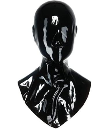 Latex Hood Unisex Rubber Mask Executioner Mask With Open Nose Black With Zipper One Size Black With Zipper One Size