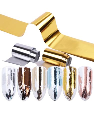 14 Sheets Gold Nail Foil Transfer Stickers - Holographic Metallic Effect for Women & Girls Nail Art Decoration - Buy Online on GoSupps.com