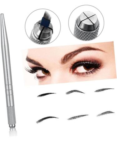 DRESSOOS Embroidered Eyebrow Pencil 1pc Single-end Pointed Embroidery Multifunction Manual Eyebrow Pen Silver Slender Thin - Buy Online on GoSupps.com