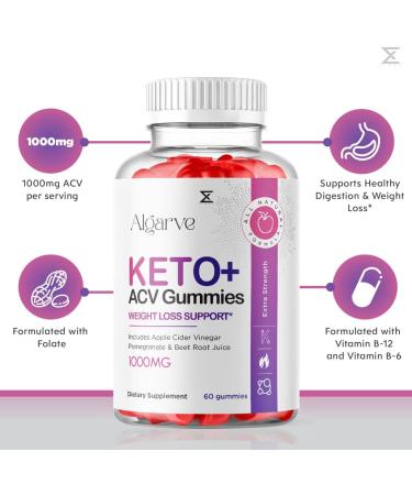 Algarve Keto Gummies with ACV for Advanced Weight Loss - 60 Count Pack - Shark Tank Approved for Men and Women - Buy Online on GoSupps.com