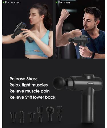 LAOBEN Muscle Massage Gun - 20 Speed Deep Tissue Back Massager for Pain Relief - Portable Electric Percussion Massager - Ideal Gifts for Dad & Mom - Dark Black - Buy Online on GoSupps.com