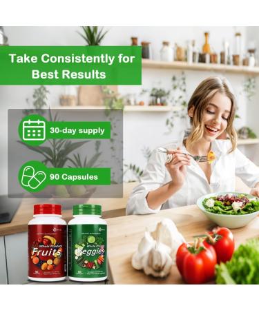 Vespecial Fruit and Veggies Supplement Whole Food Natural Superfoods Ingredients with 34 Fruits and Vegetables 180 Total Vegetarian Capsules with Vitamins and Minerals Soy Free Non-GMO - Buy Online on GoSupps.com