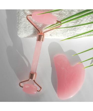 Upgrade Face Roller & Gua Sha Set | Facial Massager for Tension Relief & Puffiness Reduction | Perfect Gift for Men & Women | Mother's Day Special - Pink - Buy Online on GoSupps.com