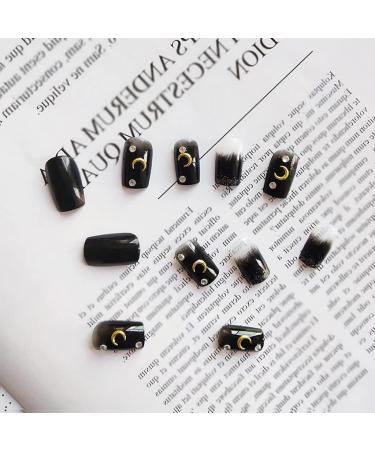Press on Nails 3 Sets Black Star Moon Smudge Fake Nail Self-Adhesive Nail Stickers Artificail Nails for Women Girls (Color : Black) (Color : Black) (Black) - Buy Online on GoSupps.com