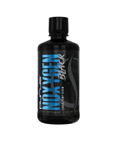 Purus Labs NOXygen Black Liquid Pump Serum Fast-Absorbing Nitric Oxide Booster for Extreme Muscle Pumps Blood Flow & Vascularity Stim-Free Liquid Pre Workout 32 Servings (Blue Raspberry)