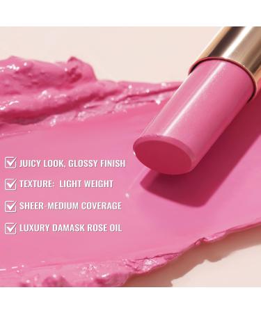 Oulac Warm Pink Lipstick - Moisture Shine Hydrating Lipstick & Tinted Lip Balm | Juicy Glossy Finish Vegan Cruelty-Free - First Love (07) - Buy Online on GoSupps.com