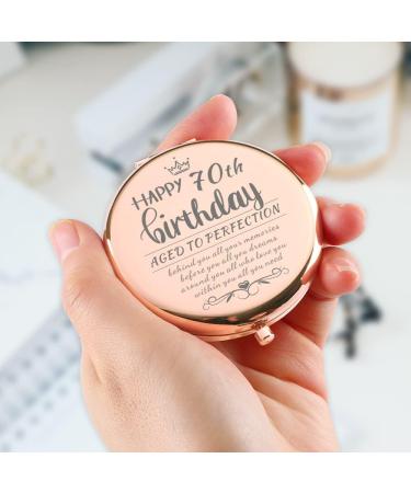 Dyukonirty 70th Birthday Rose Gold Compact Mirror - Unique Gift for Women Turning 70 - Buy Online on GoSupps.com