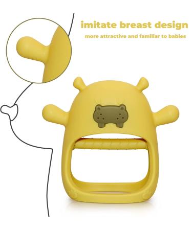 Buy Hippo Never Drop Silicone Baby Teething Toys | Suction Hand Pacifier & Chewing Toy for Infants 0-12 Months | Perfect Car Seat Toy for Newborns (Yellow) - Buy Online on GoSupps.com