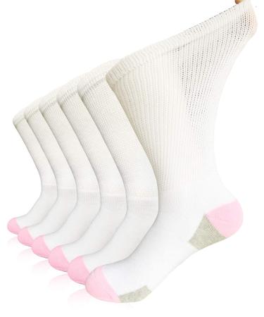 Women Diabetic Socks Non-Binding Wide Top Loose Fitting Medical Hospital Socks for Diabetes Edema Thick Ankle Crew Socks Casual Dress Sox