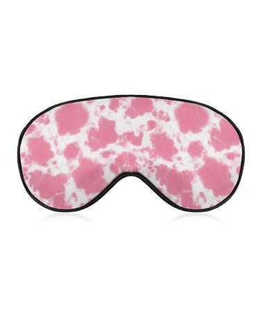 Pastel Pink Cow Tie Dye Skin Sleep Mask for Women Adjustable Sleeping Eye Shades Cover with Elastic Strap