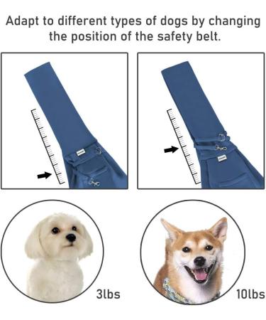 FDJASGY Small Pet Sling Carrier- Hands Free Reversible Papoose Bag with Safety Belt for Dog Cat - Navy Blue - Buy Online on GoSupps.com