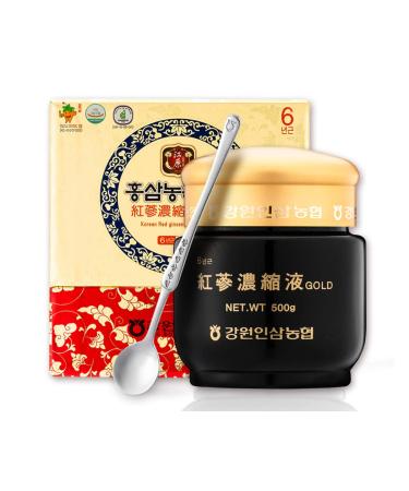 Gangwoninsam Korean Red Ginseng Extract Gold 500g / 17.63 fl. oz Contains 100% Pure Korean 6-Year-Old Red Ginseng Root Extract