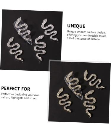 FRCOLOR 4 pieces snake nail drill made of alloy nail jewellery rhinestone pendant for nails snake nail charms nail art bling rhinestones manicure decoration diamond flash drilling 3D - Buy Online on GoSupps.com