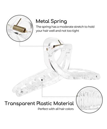 DEEKA 5 Pcs Clear Large Hair Claw Clips - White Thick Long Jaw Barrettes for Women and Girls - Buy Online on GoSupps.com
