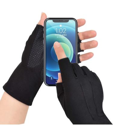 Summer Semi-Finger Men's Cotton Bicycle Gloves | Anti-Slip UV Protection Thin Sun Protection for Driving Golf & Cycling - Black - Buy Online on GoSupps.com