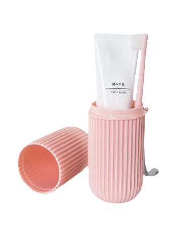 Travel toothbrush holder toothbrush case dustproof portable toothbrush cup-etui |Multifunctional toothbrush toothpaste set toothpaste storage for travel camping business trip and school Rosa