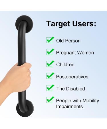 YF Shower Grab Rail 16 in (40 cm) Stainless Steel Bathroom Grab Bar Black Anti Slip Shower Grab Bar Shower Bath Handle Hand Rail Support Shower Toilet Aid Balance Bar 16 inch (40 cm) - Buy Online on GoSupps.com