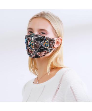 100% Cotton Colorful Face Masks for Adults - Soft Breathable Washable with Adjustable Ear Loops & Filter Bag - Cute Sequin Design - Buy Online on GoSupps.com
