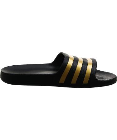 adidas Unisex Adilette Aqua Slides Sandal - Core Black/Gold Metallic - Size 9 Women/8 Men - Buy Online on GoSupps.com
