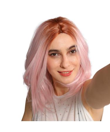 Wig Ladies Long Hair White Pink Party Straight Curly Brazilian Women Hair 50s 60s 70s 80s