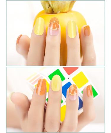 EBANKU Semi Cured Gel Nail Strips - Long Lasting Waterproof Nail Polish Wraps in Yellow and Orange | Includes Cuticle Stick, Nail File, Wipes - DIY Gel Nail Stickers - Buy Online on GoSupps.com