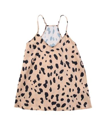 Women's spaghetti support shirt with a V-neck leopard pattern casual tank top for everyday use in summer Leopard pattern S