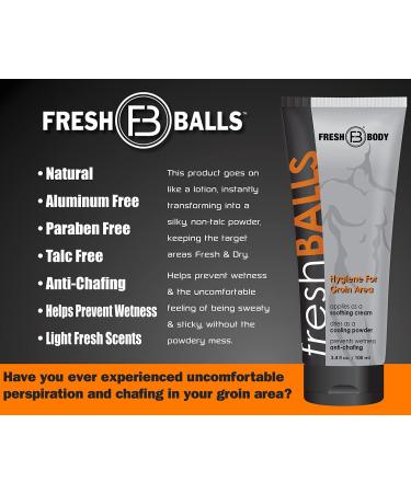 Fresh Body FB - Fresh Balls Lotion 3.4 fl oz (6 Pack) | Men's Anti-Chafing Cream for Groin Hygiene - Buy Online on GoSupps.com