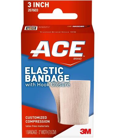 ACE 3 Elastic Bandage Wrap with Hook Closure Beige - 2 Count Pack for Compression Support - Buy Online on GoSupps.com