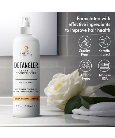 Hair Detangler Spray & Leave-In Conditioner for Women | Nourishes & Detangles Curly & Damaged Hair | 8 fl oz | Fight Frizz & Enhance Shine - Buy Online on GoSupps.com