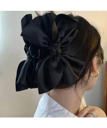 Wiwpar Large Chiffon Hair Bow Claw Clip - Black Ribbon Bow Barrette for Women & Girls - Buy Online on GoSupps.com