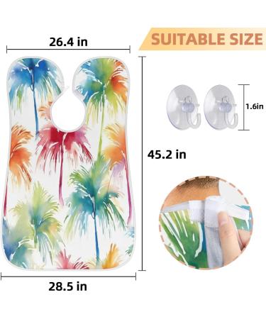 Colorful Coconut Tree Beard Bib Apron - Hair Catcher for Men Perfect Gift for Father's Day Christmas & Anniversaries - Includes 2 Suction Cups - Buy Online on GoSupps.com
