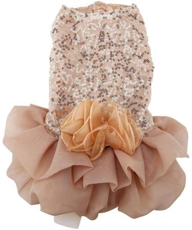 Bling Dog Dress Comfortable Dog Luxury Princess Wedding Dress Shiny Pet Lace Dress Sequined Princess Summer Pet Cloth for Small Dog Puppy(Gold L) - Buy Online on GoSupps.com
