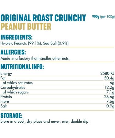 ManiLife Peanut Butter - Peanut Butter - All Natural Single Origin No Added Sugar No Palm Oil - Original Crunchy (1 x 900g - Buy Online on GoSupps.com