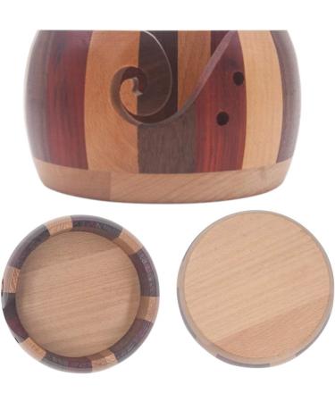 LAMXD Wooden Yarn Bowl Holder with 12 Bamboo Crochet Hooks - Handmade Wool Storage Organizer for Knitting & Crochet - 15 cm - Buy Online on GoSupps.com